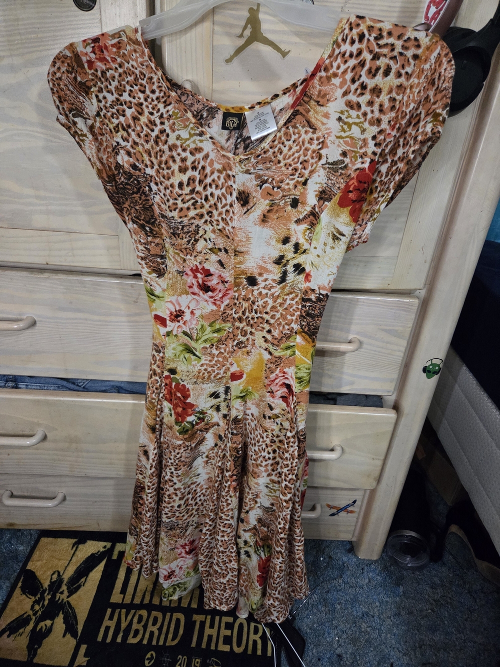 Bila Multicolor Floral Leopard Print Fit & Flare Dress